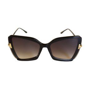Out-n-About Semi Rimless Cateye Sunglasses with Black Gradient Lens and Frame